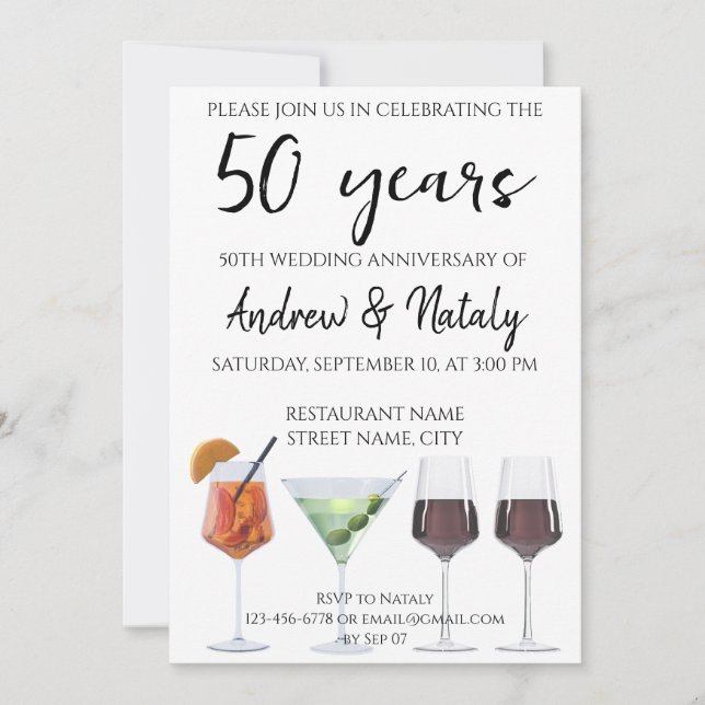 Convite colorido de coquetéis divertidos (Frente)