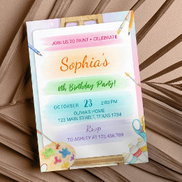 Convite Colorido de Pintura de Aniversário