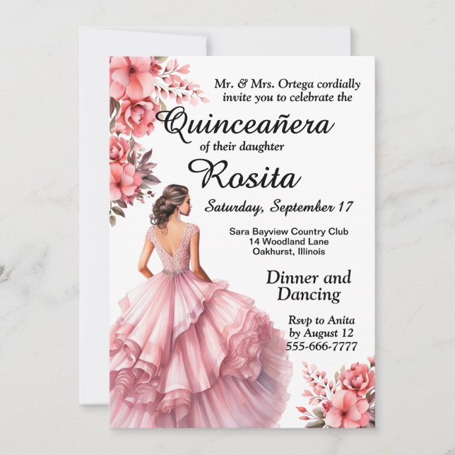 Convite Colorido de Quinceanera (Frente)