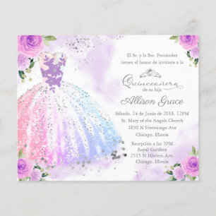 Convite Colorido de Quinceanera em Espanhol Econôm