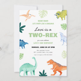 Convite Colorido De segundo aniversário De Dinossa