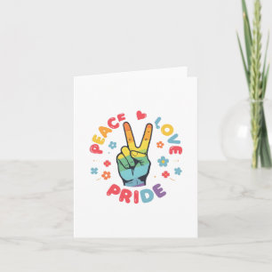 Convite Colorido design com paz, amor e orgulho na mão