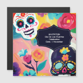 Convite Colorido Dia De Los Muertos crânio de açúcar