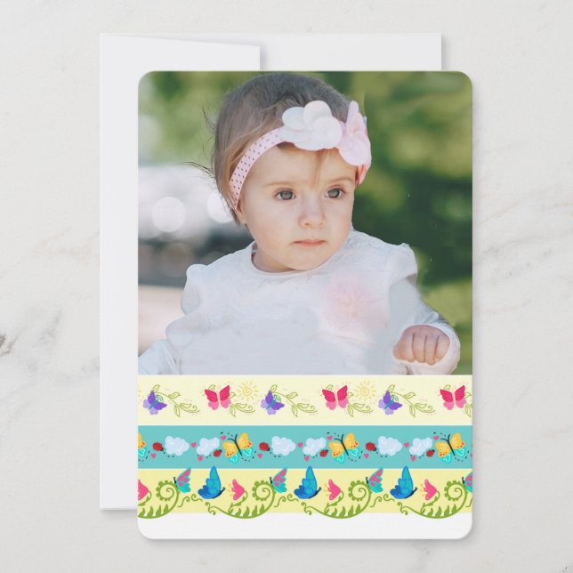 Convite colorido do aniversário da foto das (Frente)