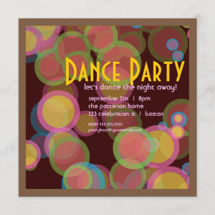 Convite colorido do dance party da luz do disco do