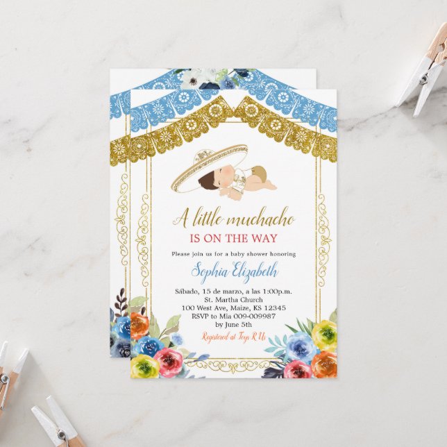 Convite Colorido e Dourado para Festa do Charro (Frente/Verso In Situ)