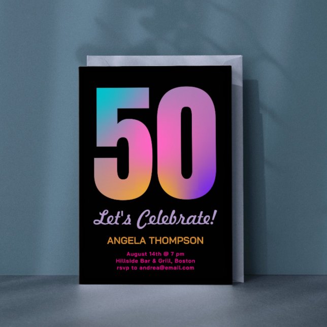 Convite Colorido Para Aniversário De 50 Anos (Criador carregado)