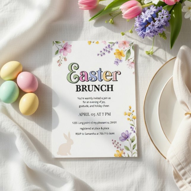 Convite Colorido para Brunch de Páscoa | Primavera (Criador carregado)