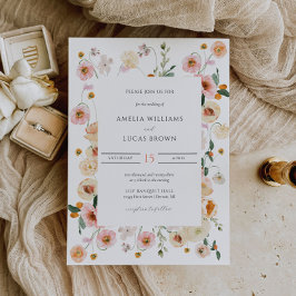 Convite Colorido para Casamento com Primavera Flor