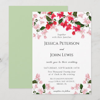 Convite Colorido para Casamento de Flores Bougainv