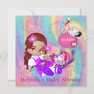 Convite Colorido para Chás de fraldas Arco-Íris Es