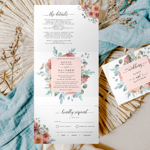 Convite com Casamento de Pêssego Eteal de Blush RS