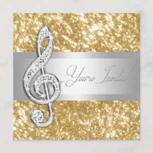 Convite com clave de sol de música elegante
