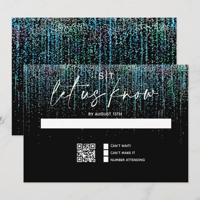 Convite com Código QR Moderno de RSVP Edgy Brilho  (Frente/Verso)