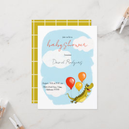 Convite com crocodilo para chás de bebê