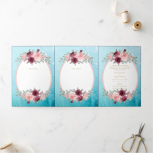 Convite Com Dobra Tripla 6pg Invitaciones de Boda, Floral Caseira Espanhola