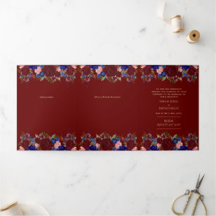 Convite Com Dobra Tripla 6pg Invitaciones de Boda, Floral Caseira Espanhola