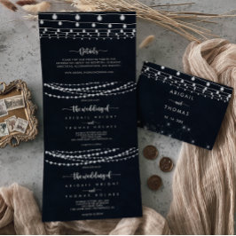 Convite Com Dobra Tripla A Corrida das Cordas Luzes Triplicou Casamento de