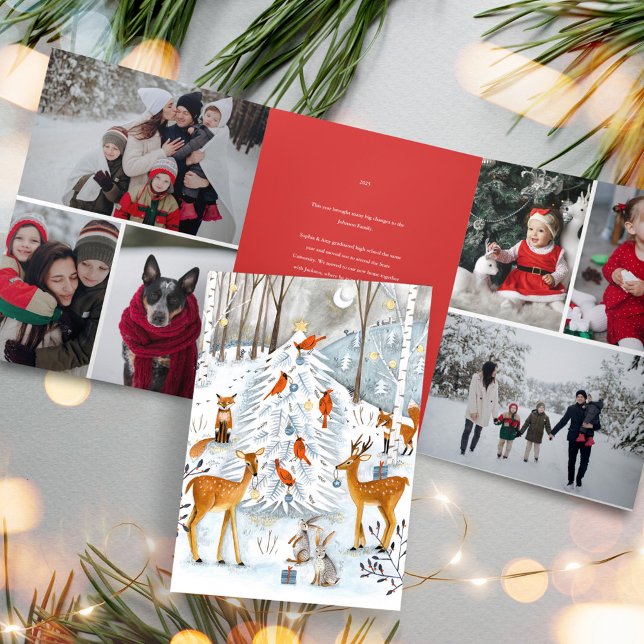 Convite Com Dobra Tripla Animais da Floresta Escandinava Natal Férias (Scandinavian Woodland Animals Christmas Holiday Tri-Fold Invitation)