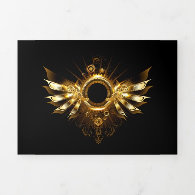 Convite Com Dobra Tripla Asas steampunk (Cobrir)