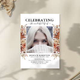 Convite Com Dobra Tripla Autumn Fall Bloom Funeral Memorial