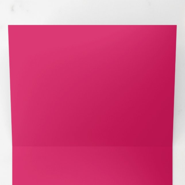 Convite Com Dobra Tripla Bloco de cor rosa brilhante | Sólido saturado (Dentro primeiro)