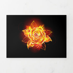 Convite Com Dobra Tripla Blooming Fire Rosa