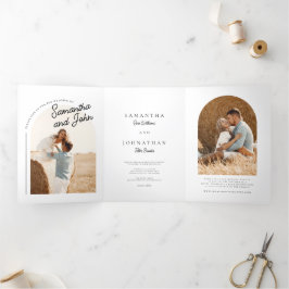 Convite Com Dobra Tripla Boho Arch Photo Wedding
