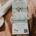 Convite Com Dobra Tripla Boho Beach | Casamento Ilustrado<br><div class="desc">Boho Beach Ilustrou Convite Tripla de Casamento, uma obra-prima personalizada, adaptada à sua história de amor única. Criado para vocês, este convite captura a essência de sua celebração à beira-mar com ilustrações pintadas à mão e detalhes personalizados. O tridimensional oferece uma jornada visual impressionante, com uma cena de praia romântica,...</div>