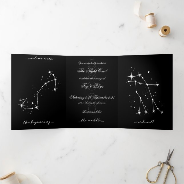 Convite Com Dobra Tripla  BookTok Romantacy Wedding Invite - Scorpio/Gemini (Dentro)