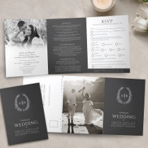 Branca de cinza RSVP de casamento monograma