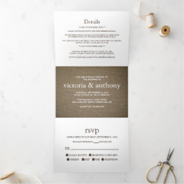 Convite Com Dobra Tripla Burlap Mason Jar Wedding Suite