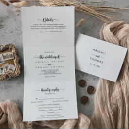 Convite Com Dobra Tripla Caligrafia - Letra triplicada dobra o casamento de