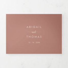 Convite Com Dobra Tripla Calliografia Terracotta Wedding