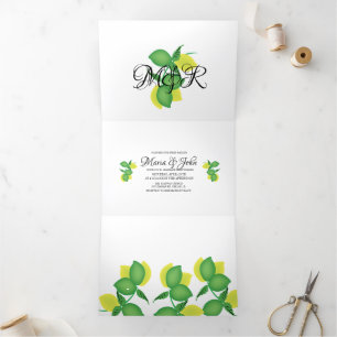 Convite Com Dobra Tripla Casamento Bold Lemon Limoncillo