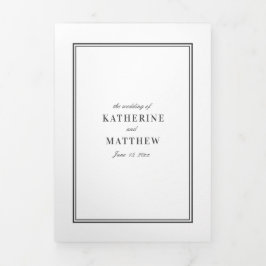 Convite Com Dobra Tripla Casamento branco e preto elegante multifuncional