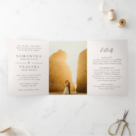 Convite Com Dobra Tripla Casamento Cinza Tradicional Elegante