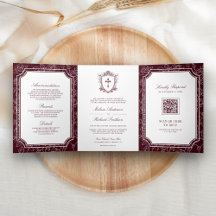 Casamento Código QR Católico Burgundy Vitoriano