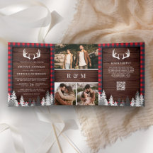 Casamento Código QR de Chifre de Plaid Buffalo Ver