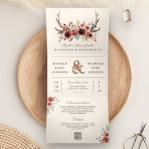 Casamento Código QR Floral Terracota Chifres Boho