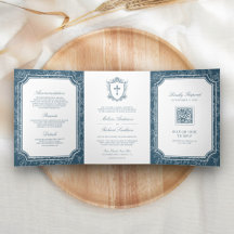 Casamento com Código QR Católico Azul Vitoriano Du