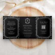 Casamento com Código QR Católico Negro Vitoriano