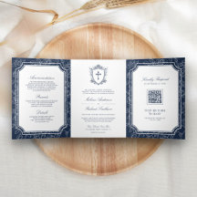 Casamento com Código QR Marinho Azul Católico Vito