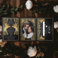 Casamento com Leão Real Medieval Negro Trifold
