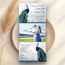 Casamento com Pavão Indiano em Mármore Branco Azul
