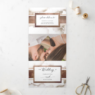 Convite Com Dobra Tripla Casamento com RSVP, Foto, Earth Tones Watercolor