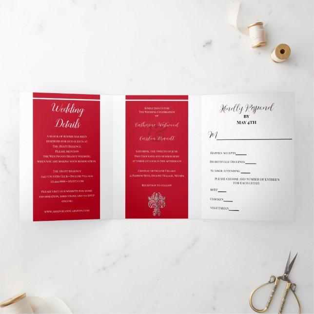 Convite Com Dobra Tripla Casamento da Cor Clássica 2 (Dentro)