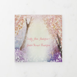 Convite Com Dobra Tripla Casamento de Conto de Fadas Elegante em Tri-Dobra 