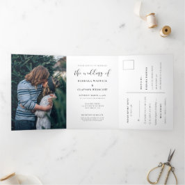 Convite Com Dobra Tripla Casamento de design de Elegante