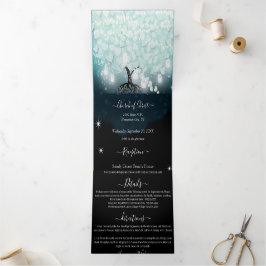 Convite Com Dobra Tripla Casamento De Folha De Coração Azul, Tudo Em Uma Ca